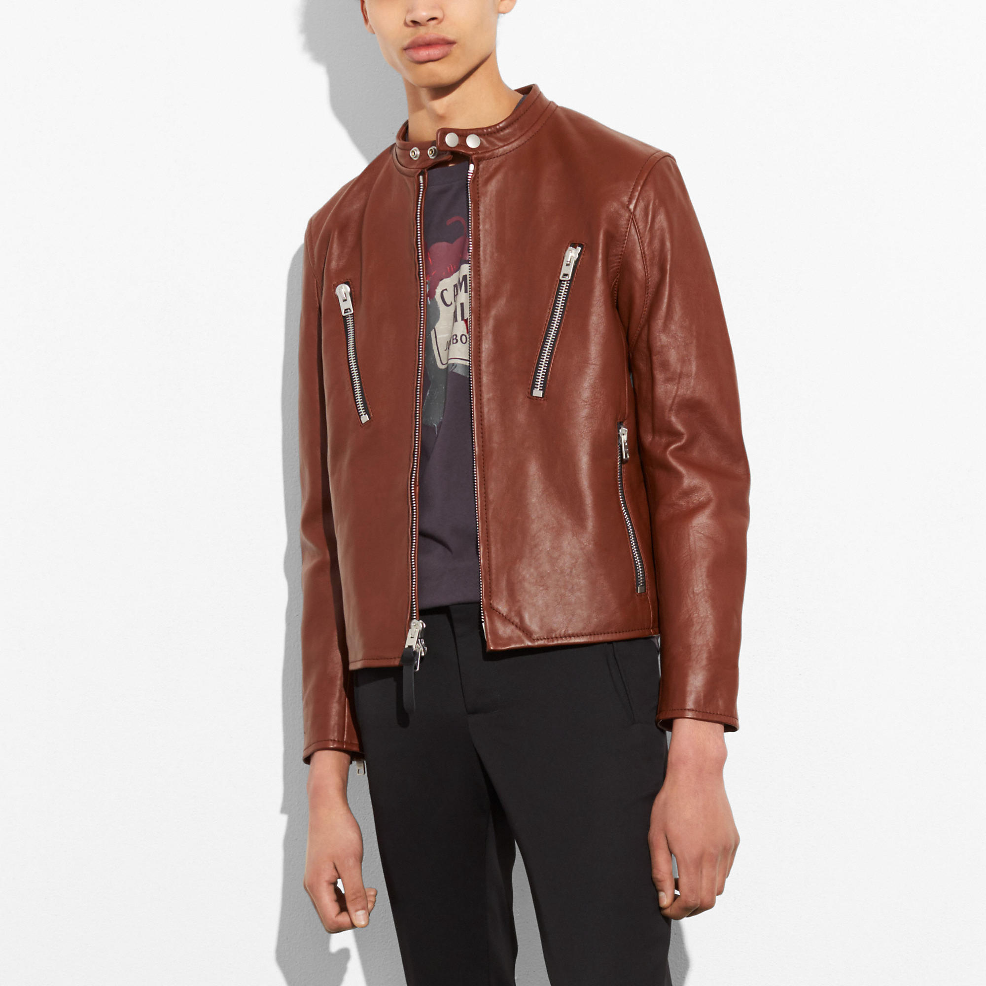 coach leather jacket racer