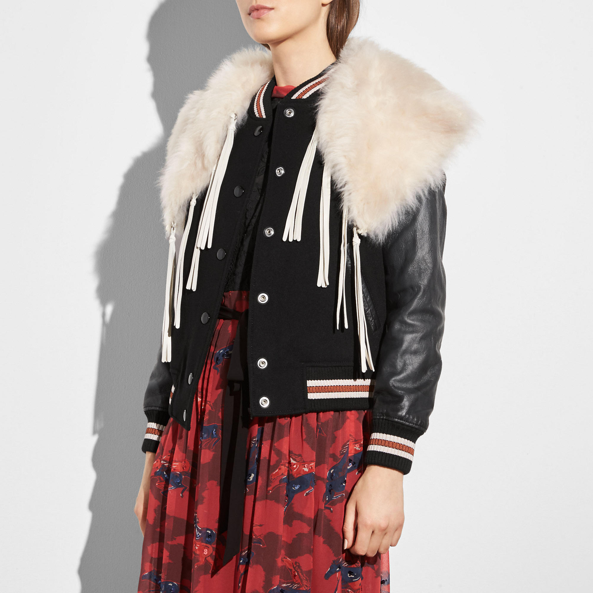 coach shearling varsity jacket