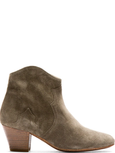 ISABEL MARANT Olive Suede Dicker Ankle Boots