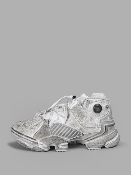 reebok genetically modified pump suede and leather sneakers
