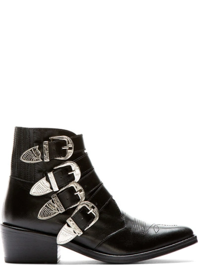 TOGA Black & Silver Western Buckle Boot