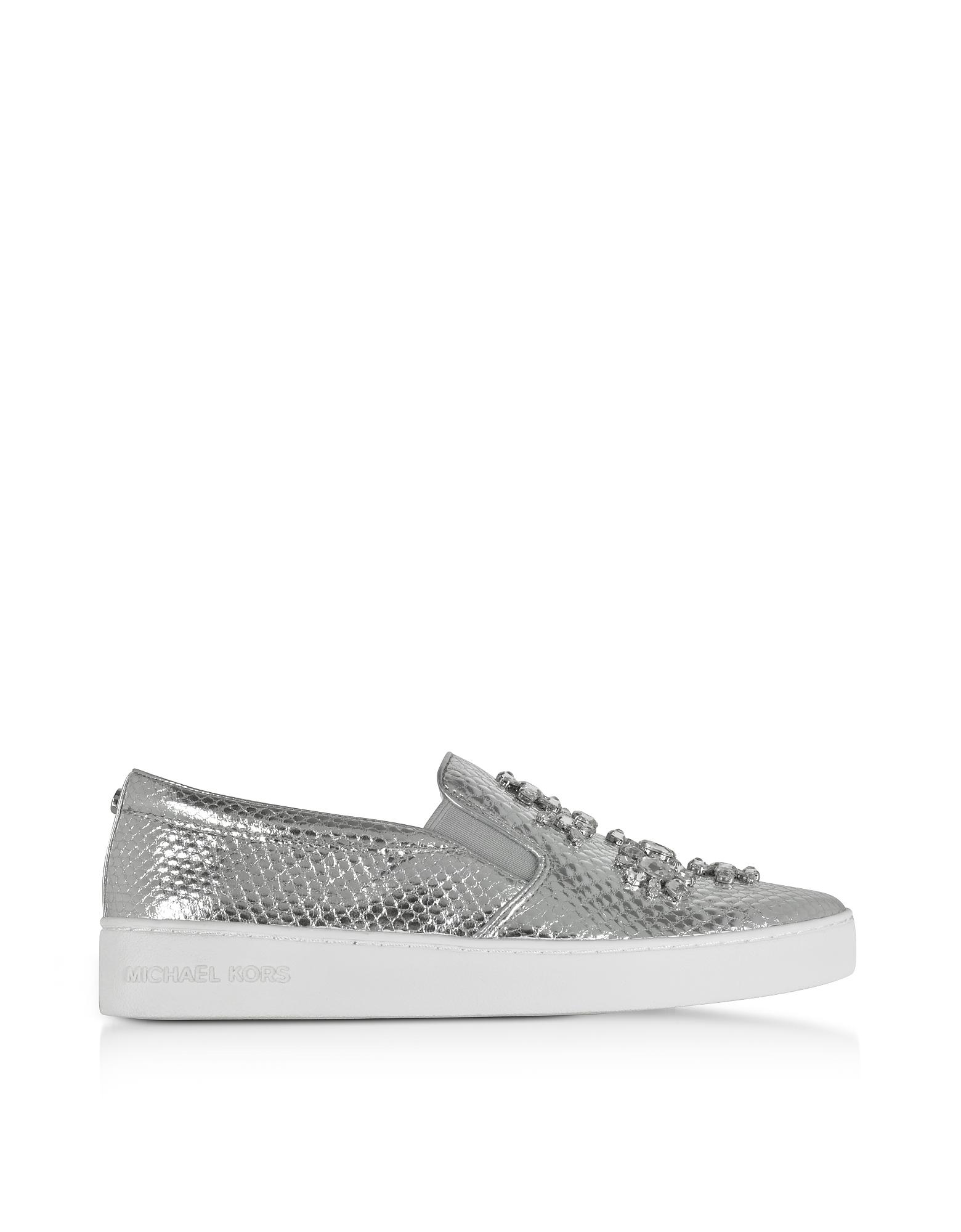 michael kors silver slip on sneakers