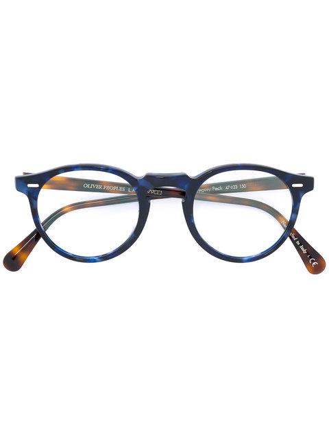 Shop Oliver Peoples Gregory Peck Round Frame Glasses In Blue