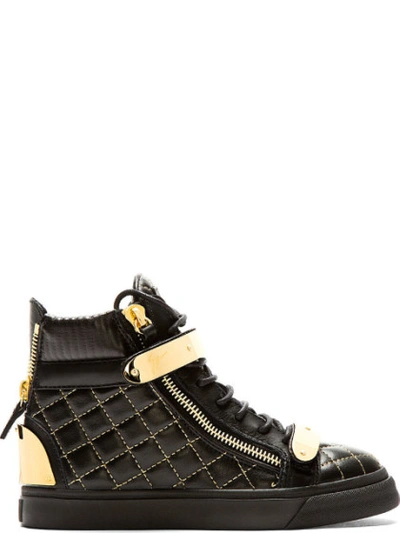 GIUSEPPE ZANOTTI Black Leather Quilted London Donna Sneakers