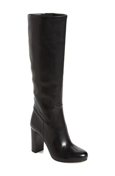 Shop Michael Michael Kors Janice Knee High Boot In Black Calf Leather