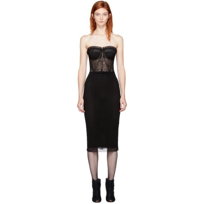 Shop Dolce & Gabbana Black Mesh Sweetheart Dress