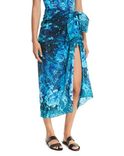 GOTTEX EMERALD ISLE SILK PAREO COVERUP, ONE SIZE