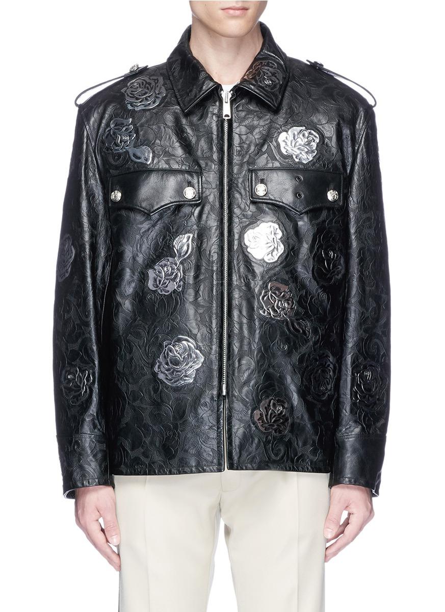 Shop Calvin Klein 205w39nyc 'embossed Policeman' Calfskin Leather Jacket