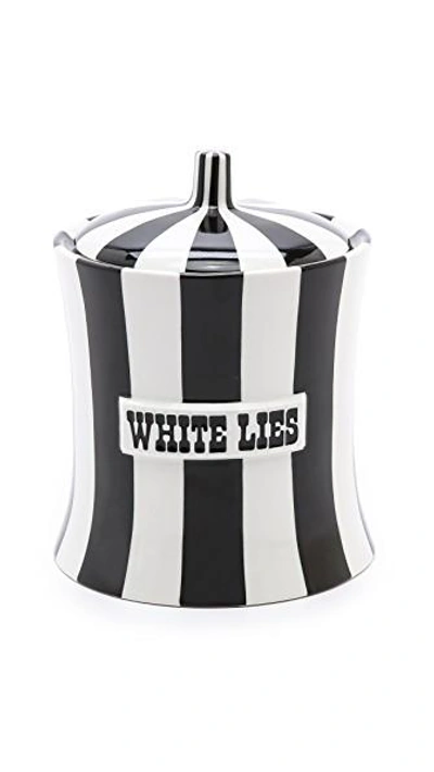 Shop Jonathan Adler White Lies Canister In Black/white