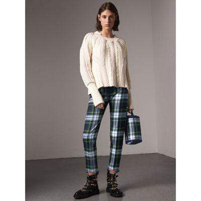 Shop Burberry Cable Knit Wool Cashmere Sweater In Natural White