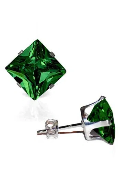 A & M A&M SQUARE CUBIC ZIRCONIA BIRTHSTONE STUD EARRINGS
