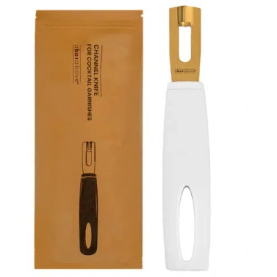 A BAR ABOVE A BAR ABOVE GOLD CHANNEL KNIFE, WHITE HANDLE