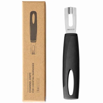 A BAR ABOVE A BAR ABOVE STAINLESS STEEL CHANNEL KNIFE WITH BLACK HANDLE