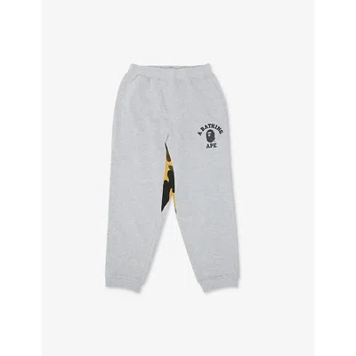 A BATHING APE GRAY CAMO COLLEGE LOGO-PRINT COTTON JOGGING BOTTOMS 2-9