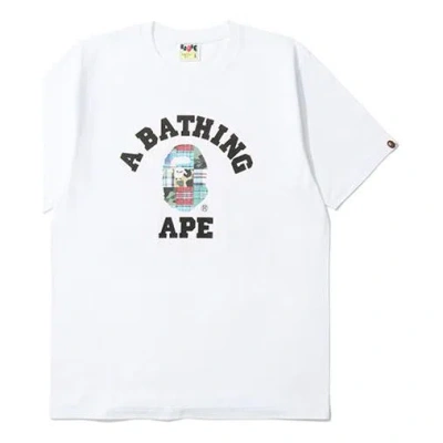 A BATHING APE A Bathing Ape Plaid Small Short Sleeve Tee 'White'
