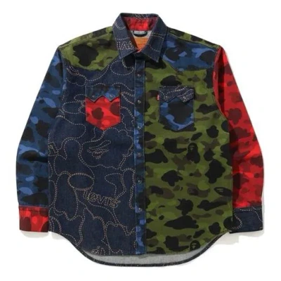 A BATHING APE A Bathing Ape x Levis Crossover SS21 Camouflage Long Sleeves Shirt 'Multicolor'