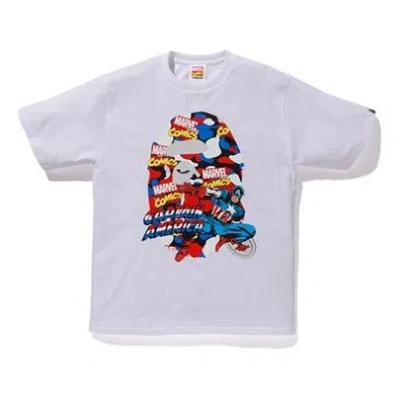 A BATHING APE A Bathing Ape x Marvel Ape Head T-Shirt 'White Captain America'