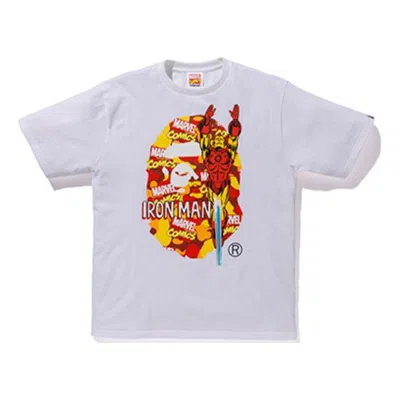 A BATHING APE A Bathing Ape x Marvel Camouflage Ape Head Logo T-Shirt 'White Iron Man