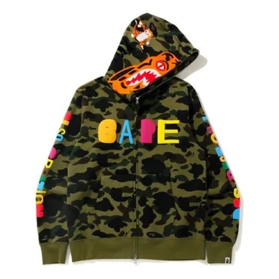 A BATHING APE A Bathing Ape x READYMADE Shark Camo Full Zip Hoodie 'Olive Green'