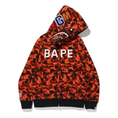 A BATHING APE A Bathing Ape x XO Shark Camo Full Zip Hoodie 'Orange Red'