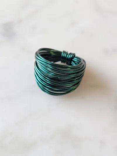 A BLONDE AND HER BAG MARCIA WIRE WRAP RING IN GREEN