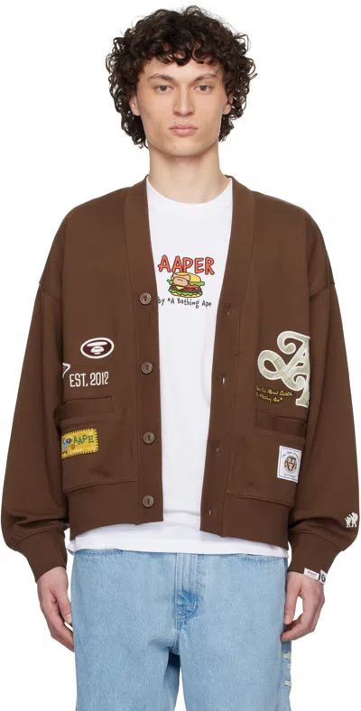 AAPE BY A BATHING APE BROWN MAIN CARDIGAN
