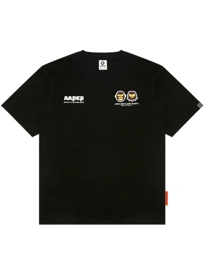 AAPE BY A BATHING APE LOGO-PRINT COTTON T-SHIRT