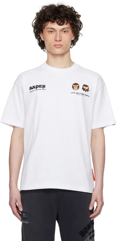 AAPE BY A BATHING APE WHITE BASIC 'AAPER' T-SHIRT
