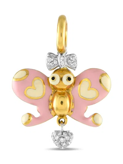 AARON BASHA 18K YELLOW GOLD BUTTERFLY DIAMOND AND ENAMEL BUTTERFLY CHARM