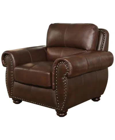 ABBYSON LIVING ARTHER 43" LEATHER TRADITIONAL ARMCHAIR