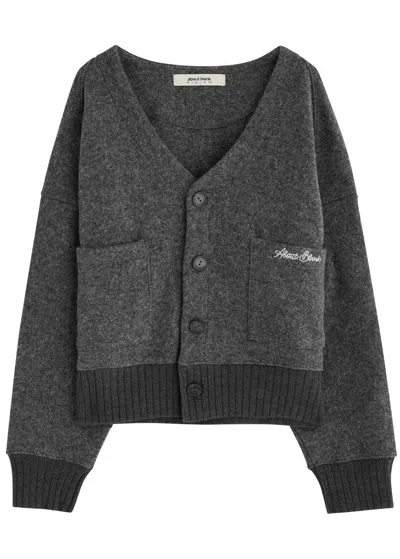 ABOUT BLANK ABOUT BLANK LOGO-EMBROIDERED WOOL CARDIGAN