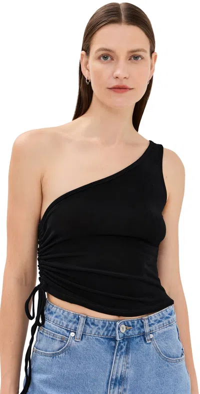 ABRAND DIVA ONE SHOULDER TOP BLACK