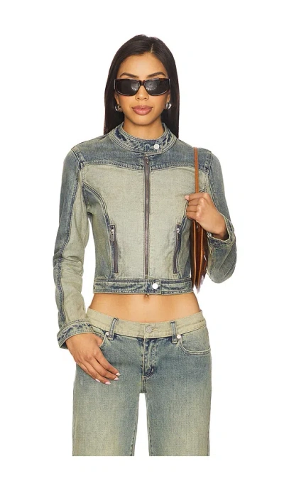 ABRAND ROXIE DENIM MOTO JACKET