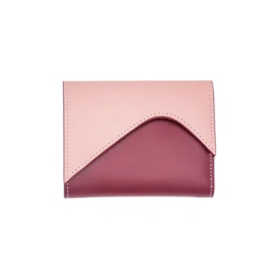 ABSURDE WOMEN'S MOUNTAIN PINK AND BURGUNDY LEATHER TRIFOLD WALLET