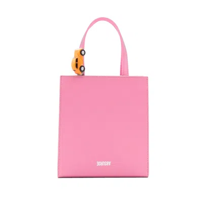 ABSURDE WOMEN'S STOP MINI TOTE BAG IN PINK LEATHER