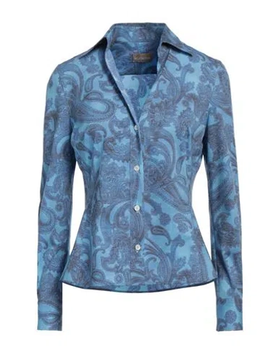 ACADEMIA ACADEMIA WOMAN SHIRT LIGHT BLUE SIZE M POLYAMIDE, POLYESTER, ELASTANE