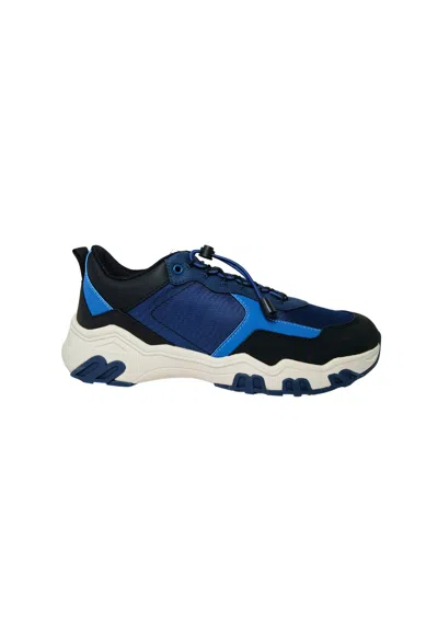 ACBC-BALDININI MEN'S SHOES ACBC BALDININI BLUE AND WHITE LEATHER SNEAKERS