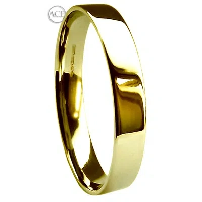 ACE JEWELLERY OF YORK 3MM 18CT YELLOW GOLD FLAT COURT WEDDING BAND RING 750 3.9G UK HALLMARKED H-Q