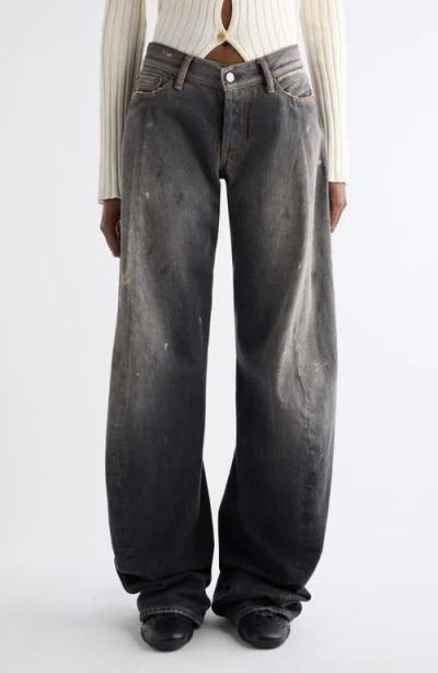 ACNE STUDIOS ACNE STUDIOS 2006 BLACK TRAFA PAINT SPLATTER BAGGY WIDE LEG JEANS