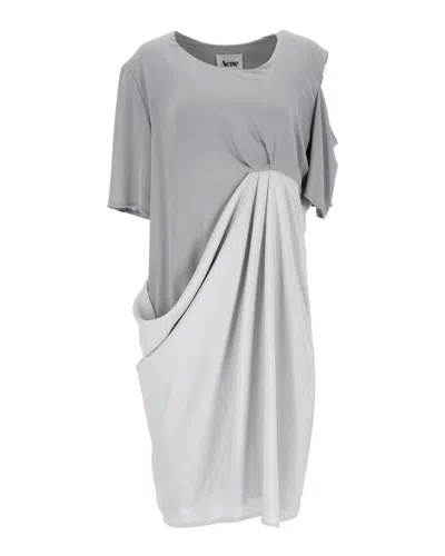 ACNE STUDIOS ASYMMETRIC DRAPED DRESS IN GREY POLYESTER