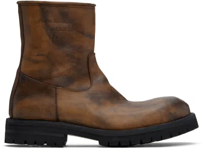 ACNE STUDIOS BROWN LEATHER BOOTS