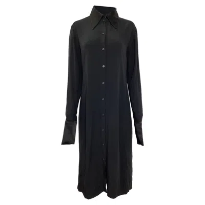 ACNE STUDIOS BUTTON-DOWN MIDI SHIRT IN BLACK ACETATE