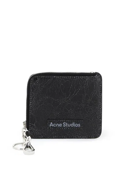 ACNE STUDIOS CRACKED LEATHER WALLET WITH DISTRESSED