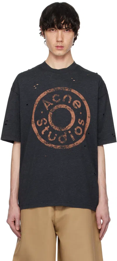 ACNE STUDIOS GRAY RELAXED FIT LOGO T-SHIRT