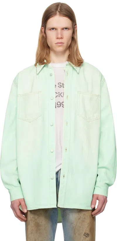 ACNE STUDIOS GREEN RELAXED FIT BUTTON-UP DENIM SHIRT