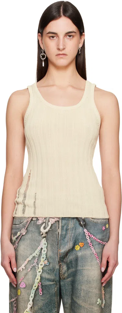 ACNE STUDIOS OFF-WHITE OPEN COTTON TANK TOP