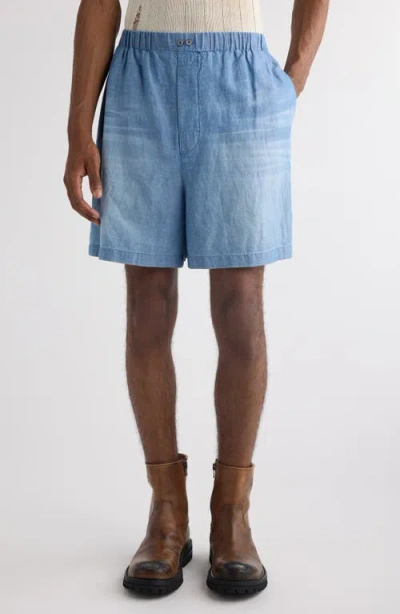 ACNE STUDIOS ACNE STUDIOS OVERSIZE COTTON & LINEN CHAMBRAY SHORTS