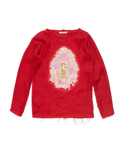 ACNE STUDIOS PATCH-DETAIL LINEN-BLEND T-SHIRT