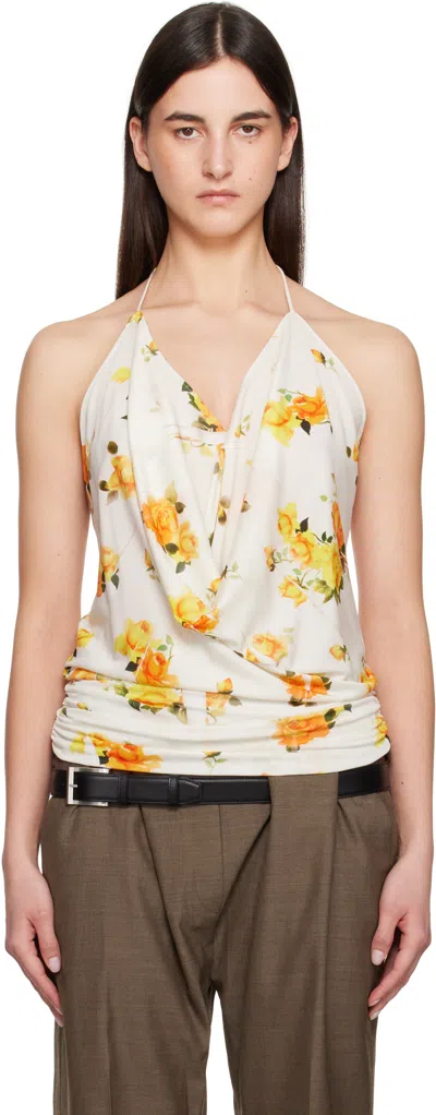 ACNE STUDIOS WHITE & ORANGE ROSE CAMISOLE