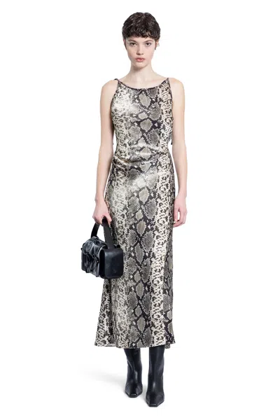 ACNE STUDIOS FLUID SATIN PYTHON PRINT DRESS